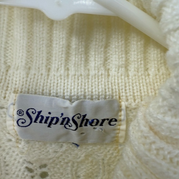 Ship’n shore vintage open cable knit turtleneck ivory sweater S/M - Picture 5 of 9